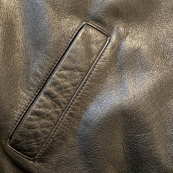 Wilsons black leather full front button up collard pocket leather jacket  large - Picture 10 of 13